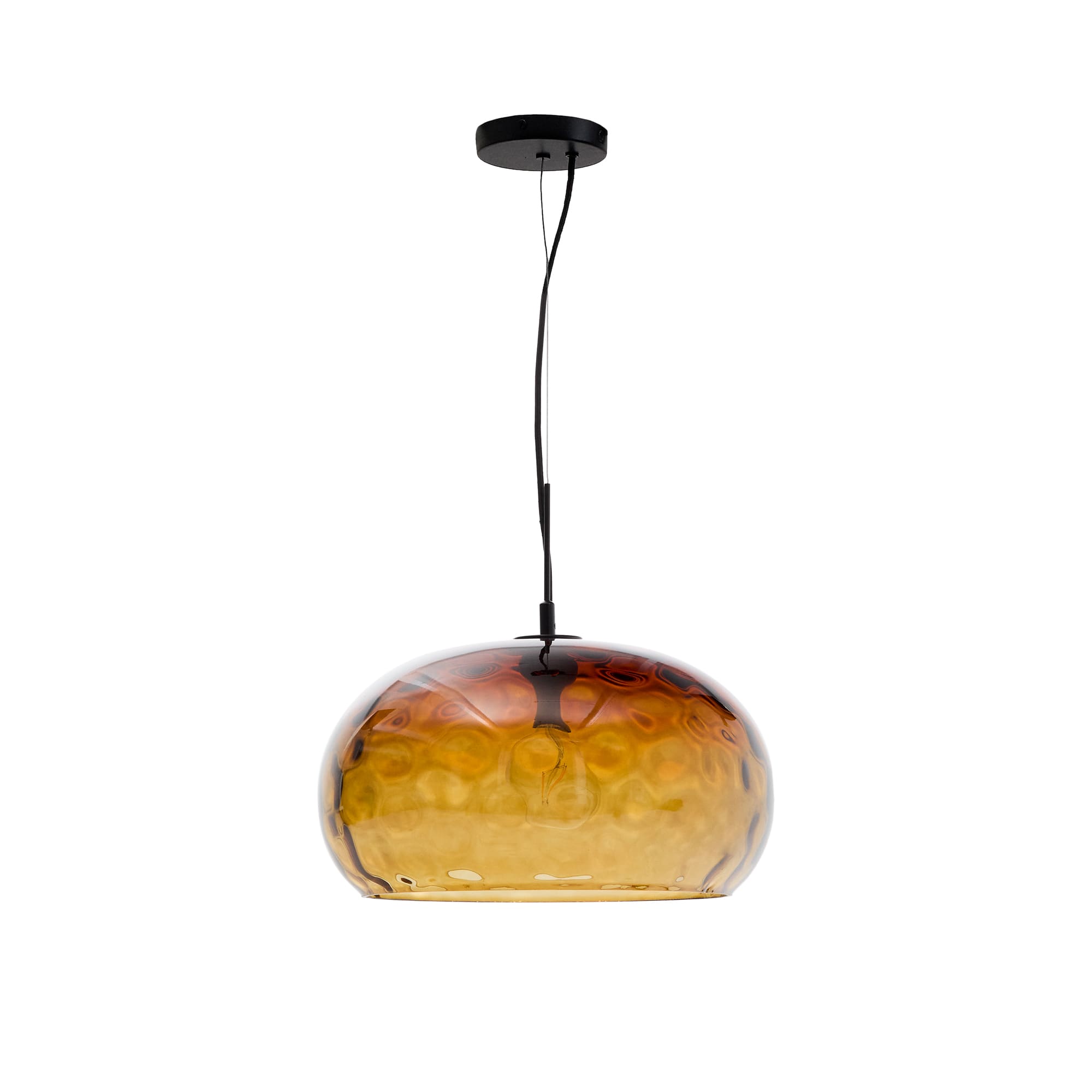 Kave Home Balma Loftslampe  Organisk Brun Glas  ø40