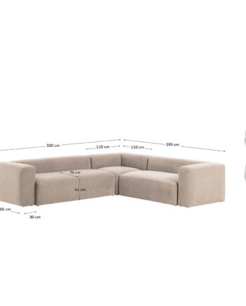 Kave Home Blok Hjørnesofa Beige Polyester