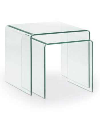 Kave Home Burano Indskudsborde  Firkantet Klar Glas  Sæt