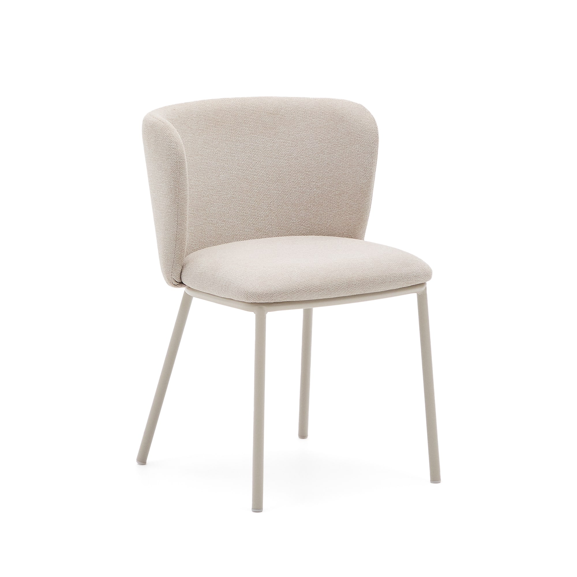 Kave Home Ciselia Spisebordsstol Beige Bouclé Og Beige Stål