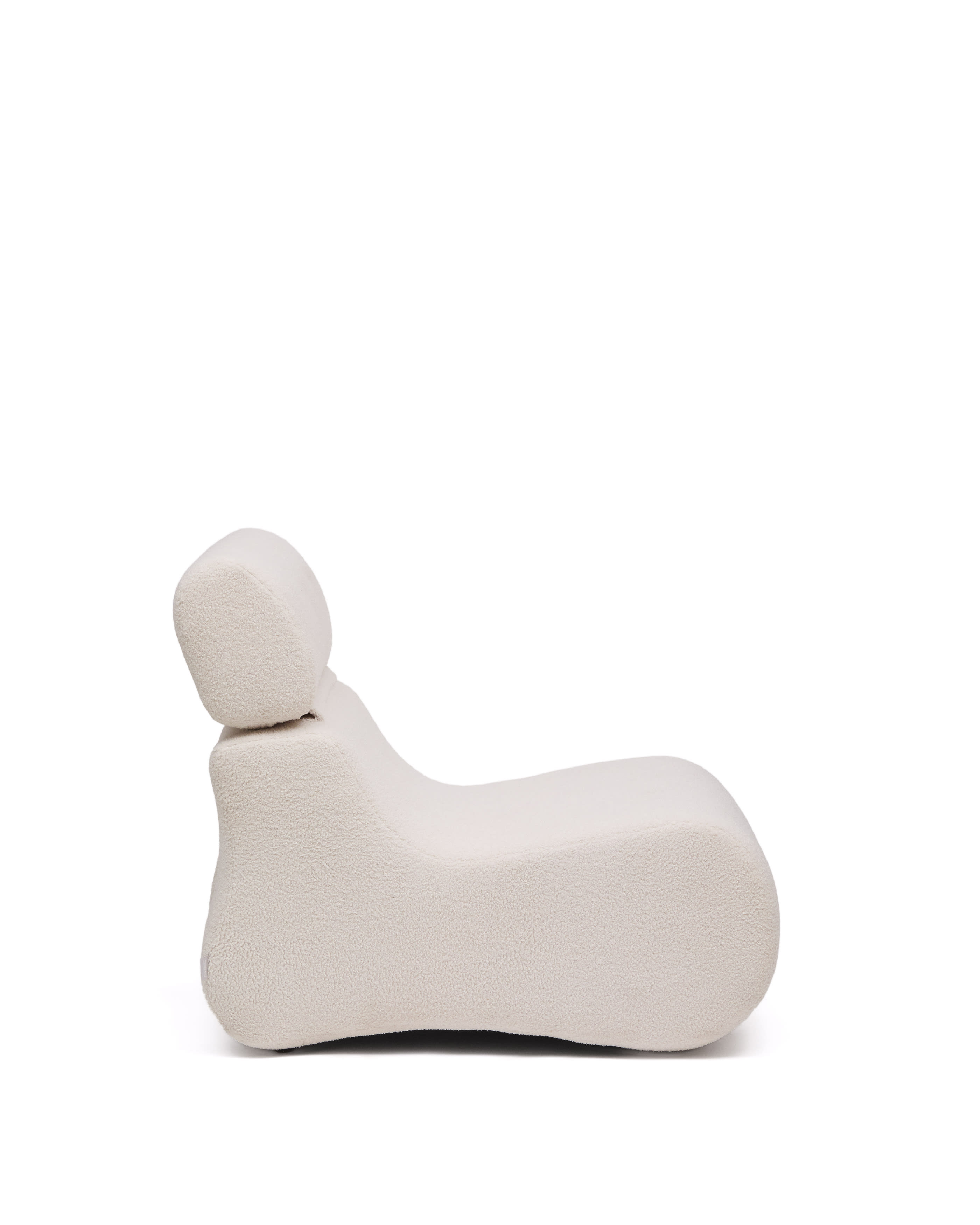 Kave Home Club Lænestol     Foldbar Nakkestøtte Creme Bouclé Stof
