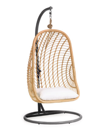 Kave Home Ekaterina Hængestol     Hynder Og Mørkegrå Fod Natur Polyrattan Rattan