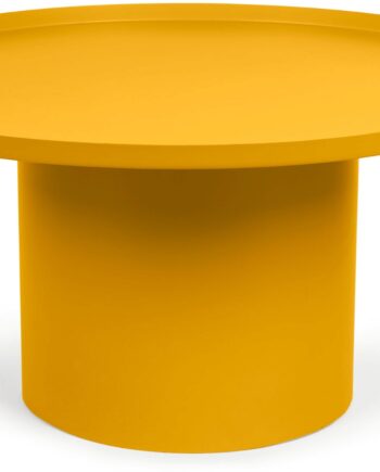 Kave Home Fleksa Sofabord 100  Jern Sennepsgul 72x72x36 Cm Med Gulvbeskyttere