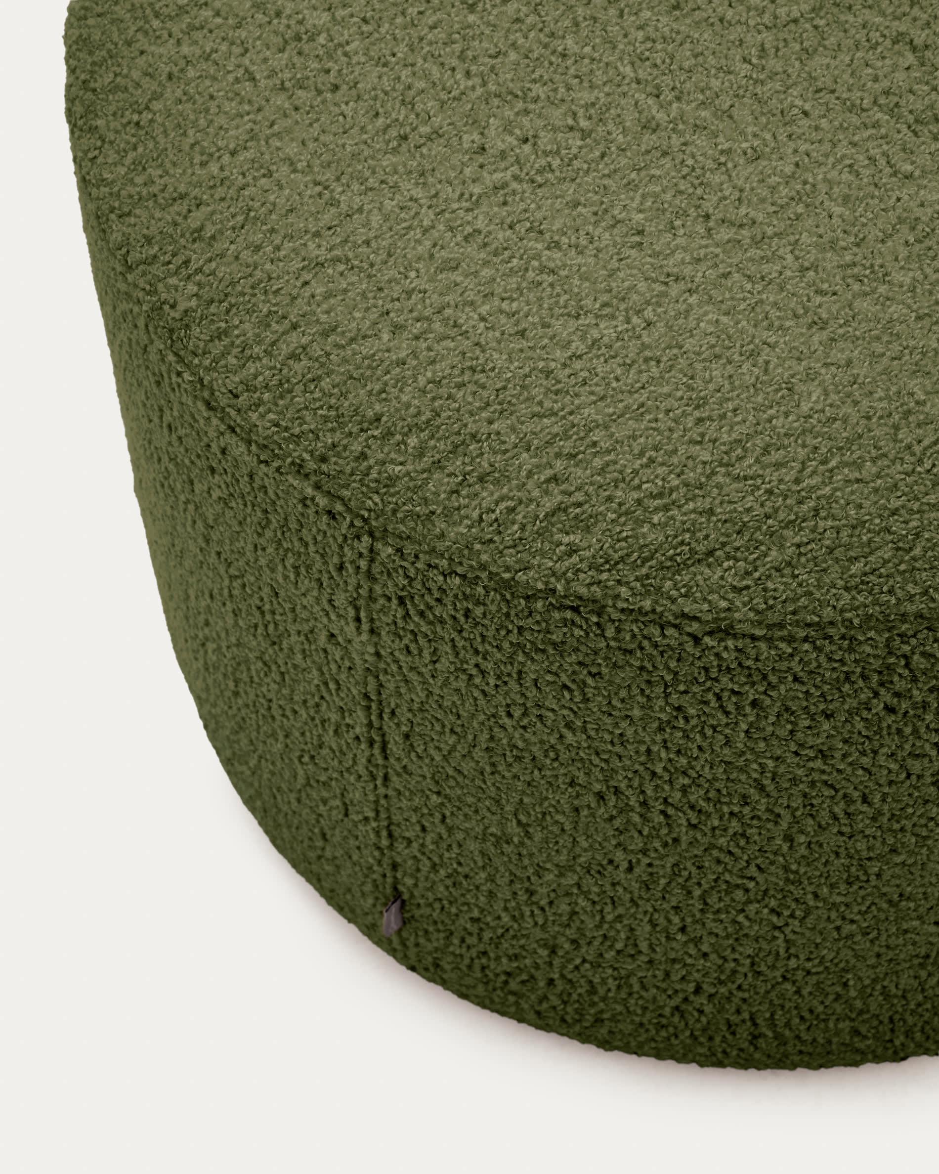 Kave Home Kaeli Fodstøtte Med Aftageligt Betræk   Grøn Bouclé   60 Cm