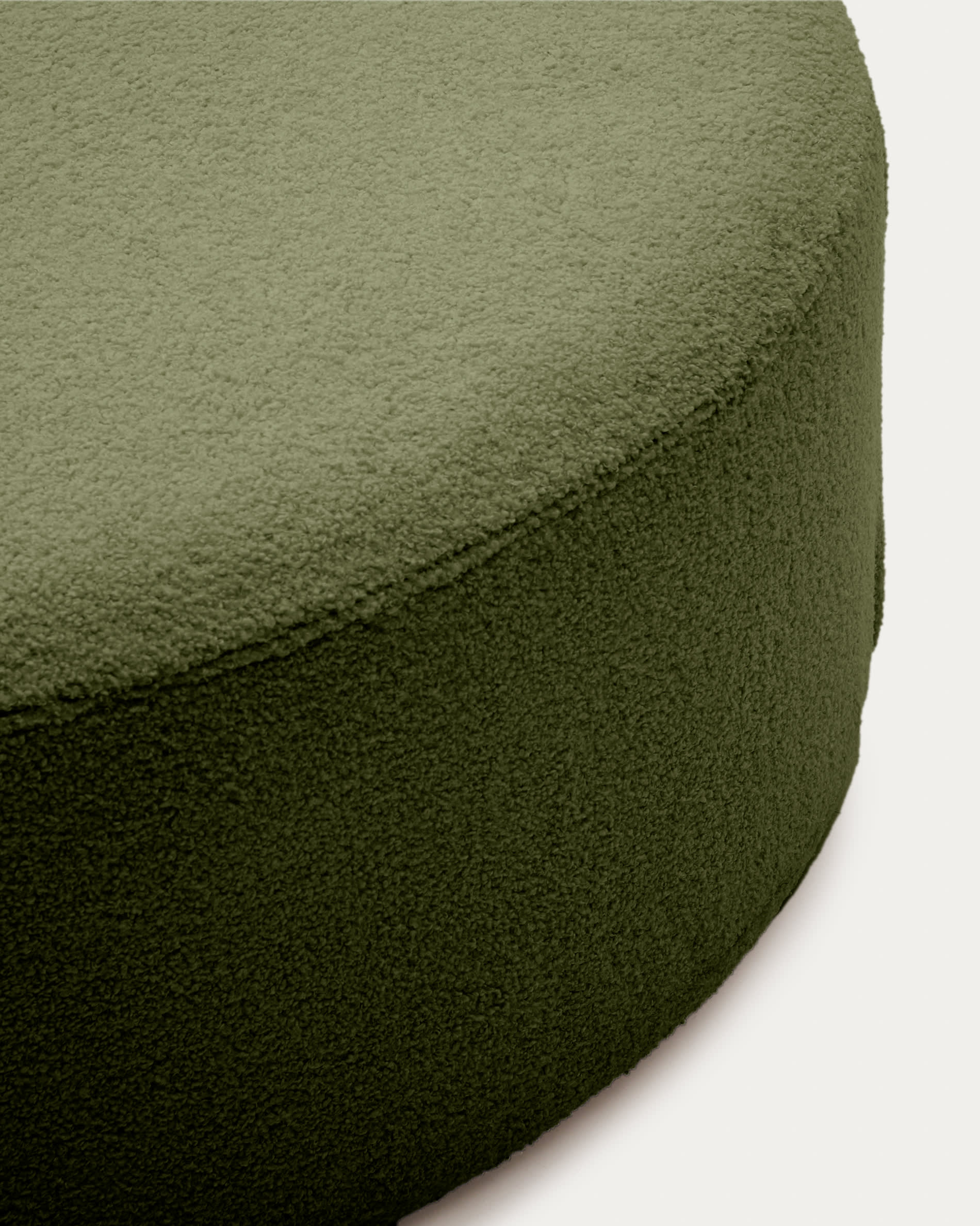 Kave Home Kaeli Fodstøtte Med Aftageligt Betræk   Grøn Bouclé   90 Cm