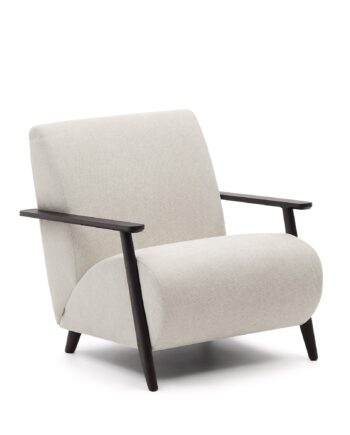 Kave Home Meghan Lænestol     Armlæn Perlemor Chenille Og Wenge-finish Bøgetræ
