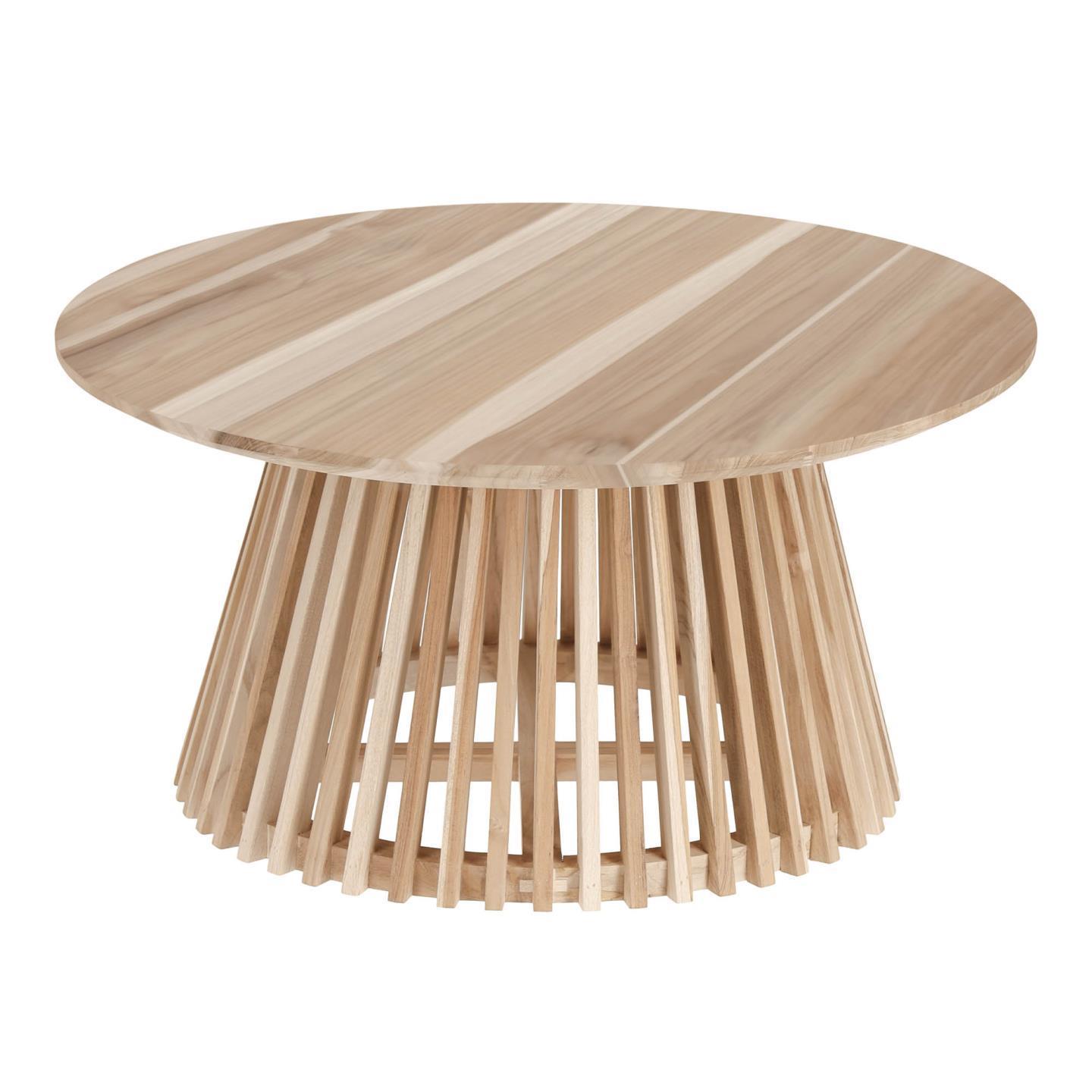 Kave Home Rund Irune Sofabord Natur Teaktræ  ø80