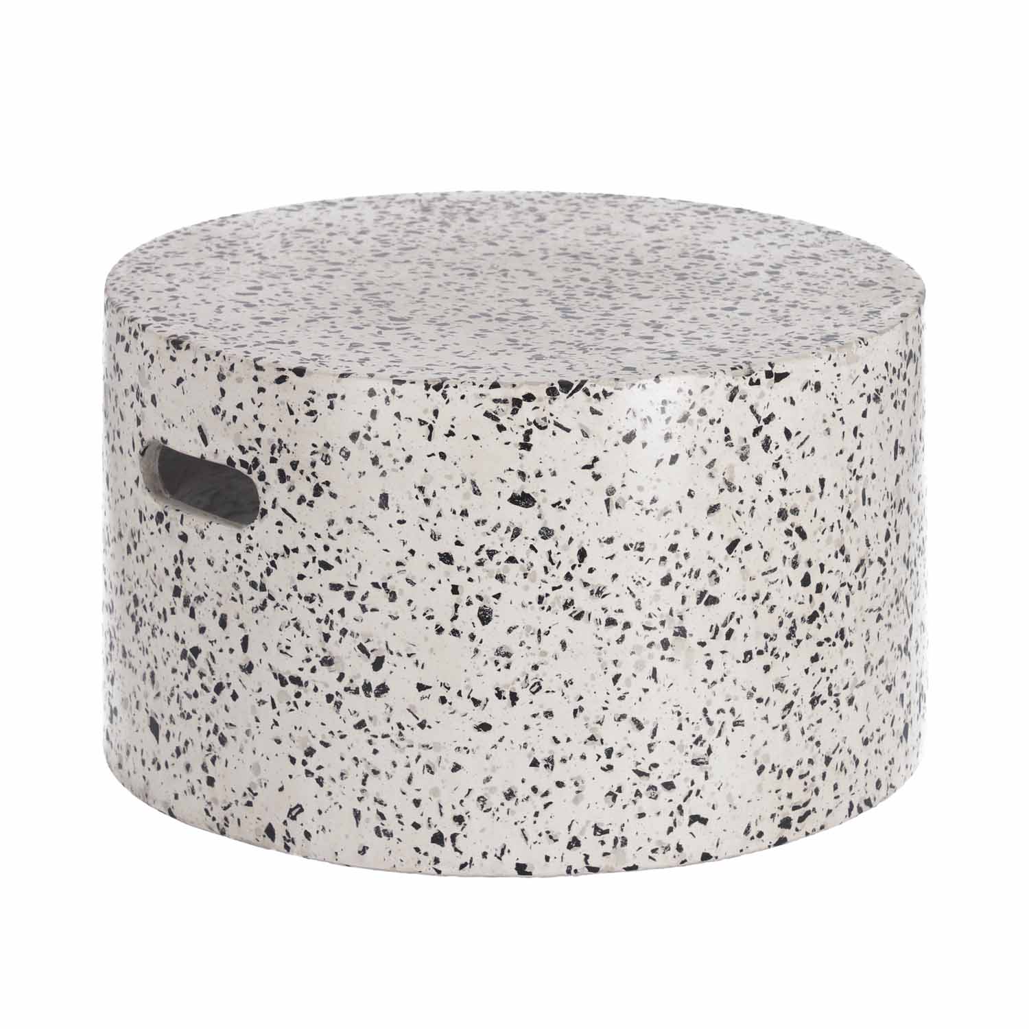 Kave Home Rund Jenell Havebord Hvid Terrazzo Cement  ø52