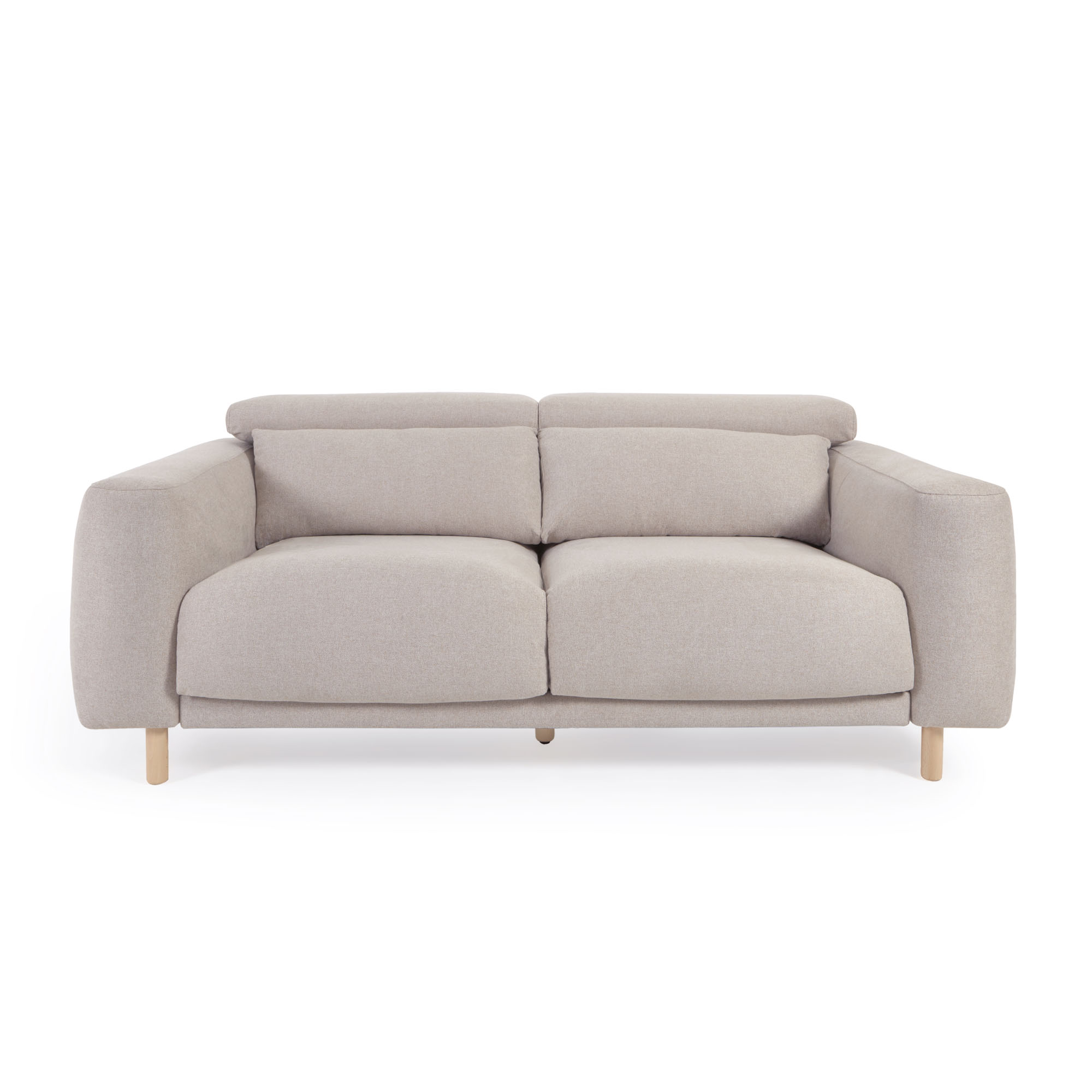 Kave Home Singa Pers Sofa Beige Stof Og Natur Bøgetræ