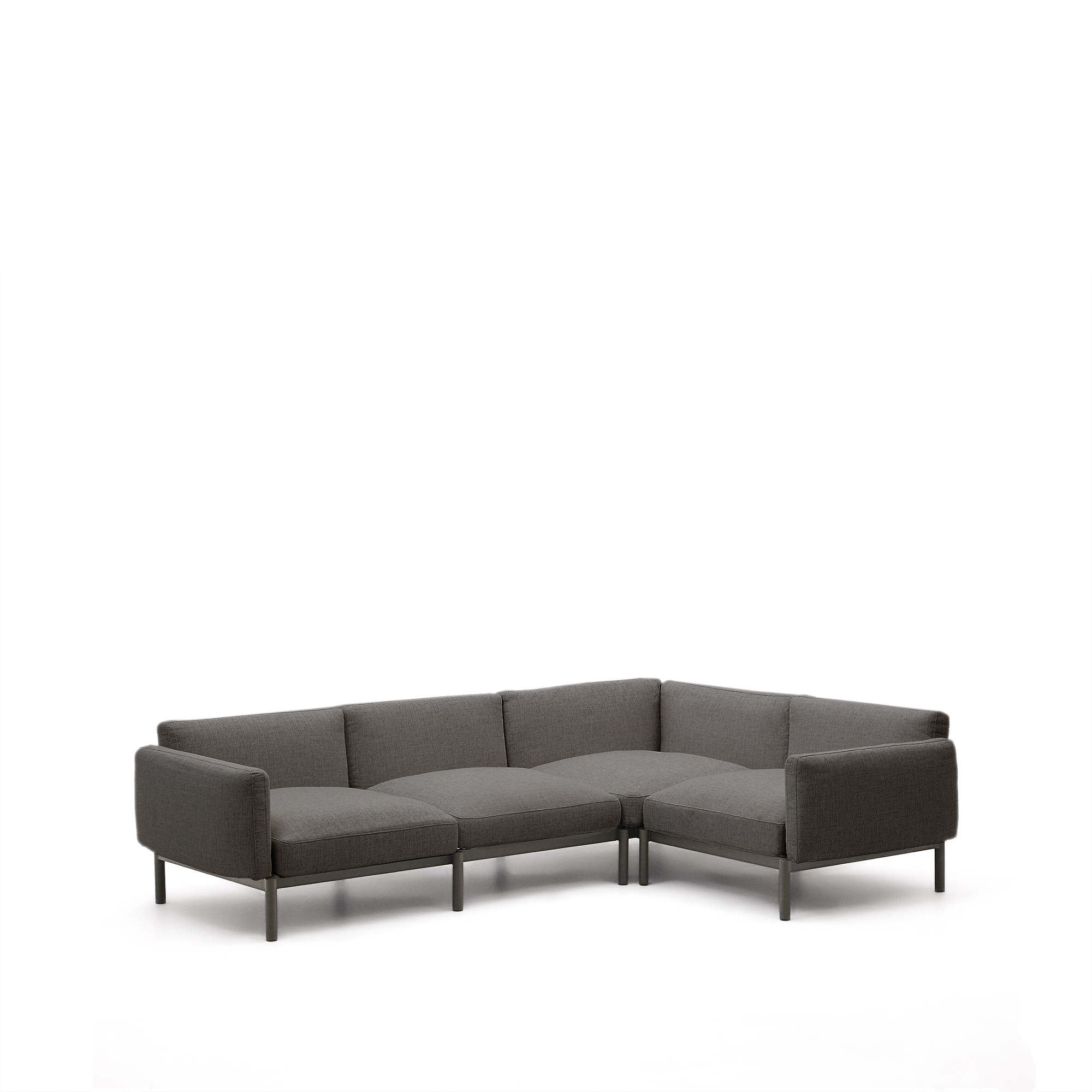 Kave Home Sorells Modul   Pers  Udendørs Hjørnesofa Grå Og Grå Aluminium  276x191 5cm
