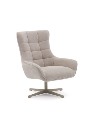 Kave Home Teryl Lænestol     Armlæn Beige Chenille Og Grå Metal