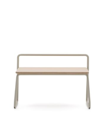Kave Home Tinn Børnebænk     Ryglæn Natur Askefinér Og Beige Metal  76x35