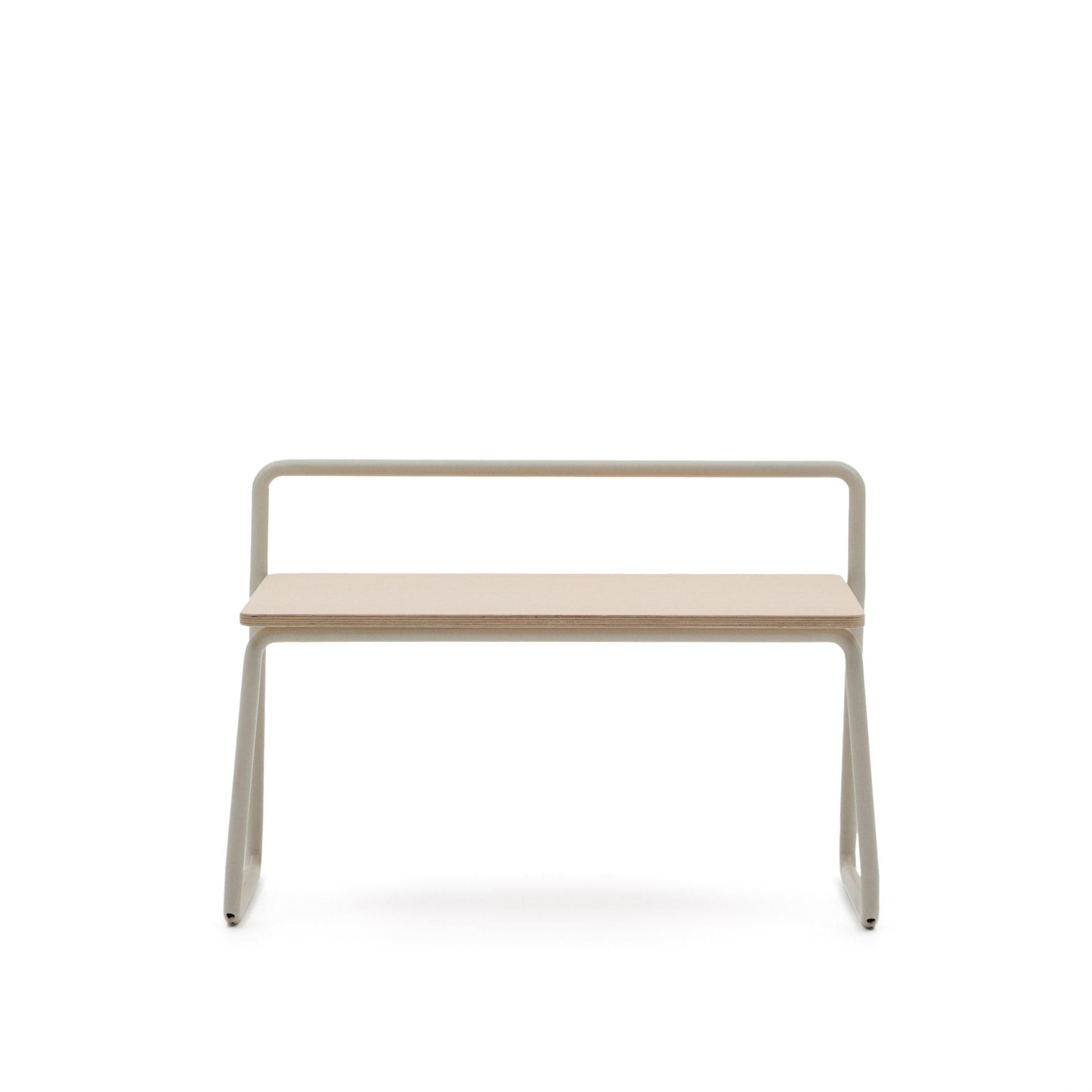 Kave Home Tinn Børnebænk     Ryglæn Natur Askefinér Og Beige Metal  76x35