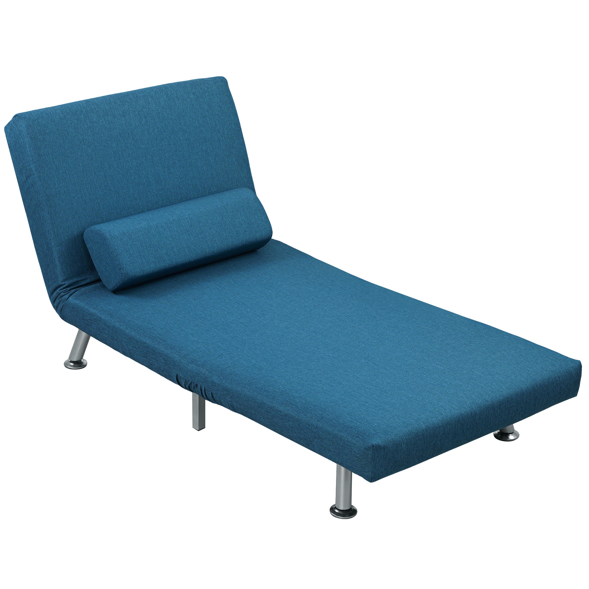 Klapstol Med Sengefunktion Foldbar Afslapningsstol Linnedlook Justerbar Ryglæn 75 70 75 Cm Blå