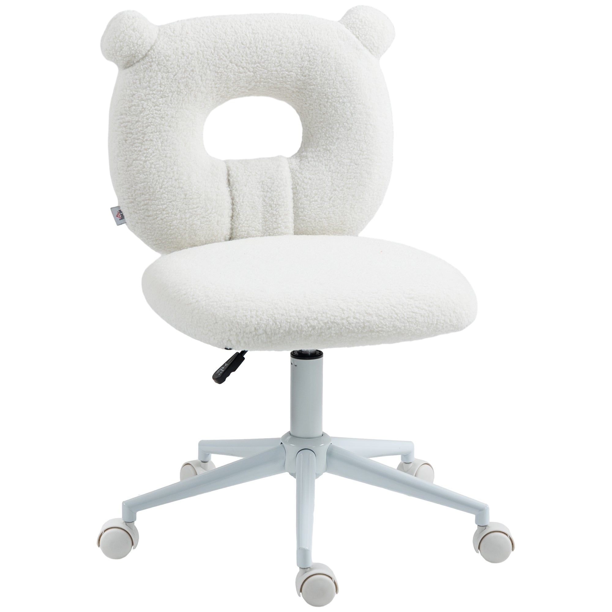 Kontorstol Skrivebordsstol  Højdejusterbar  Teddy Pels  50 Cm   56 Cm   90 Cm  Hvid