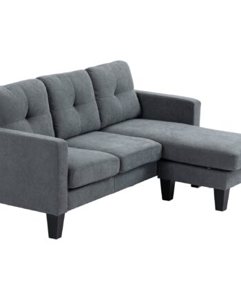 -formet Hjørnesofa Med Vendbar Chaiselong  Polstret Sofa  Mørkegrå