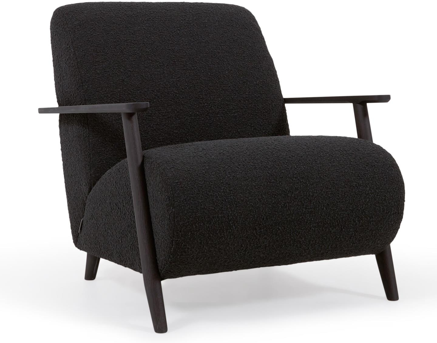 Lænestol Meghan Fra Kave Home  Sort Fleece-stof Og Asketræ Wenge Ben
