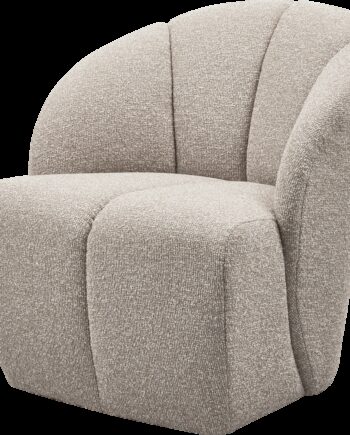 Lænestol Woood Mojo Bouclé Beige Melange  Drejefunktion  Fast Polstring  H75ã B68ã D77 Cm