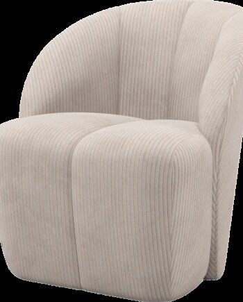 Lænestol Woood Mojo Drejelænestol   Ecru Ribstof 100  Polyester  Voluminøst Moderne Design H75xb68xd77 Cm