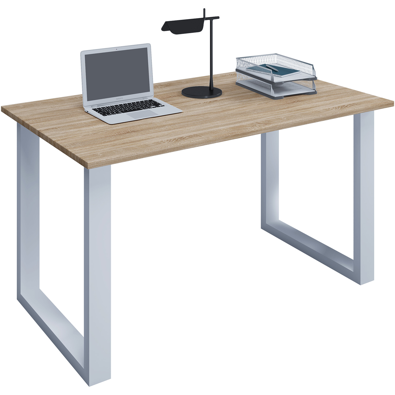 Lona  -feet Skrivebord Natur Træ Og Hvid Metal  110x50