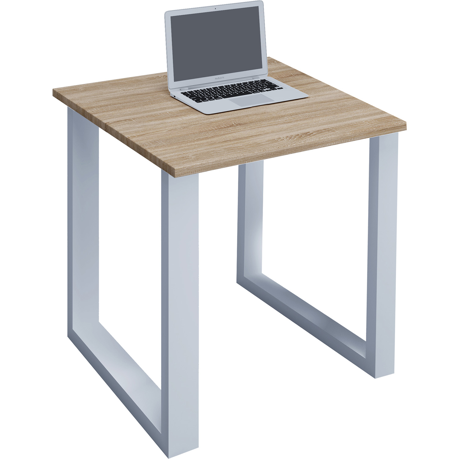Lona  -feet Skrivebord Natur Træ Og Hvid Metal  80x80