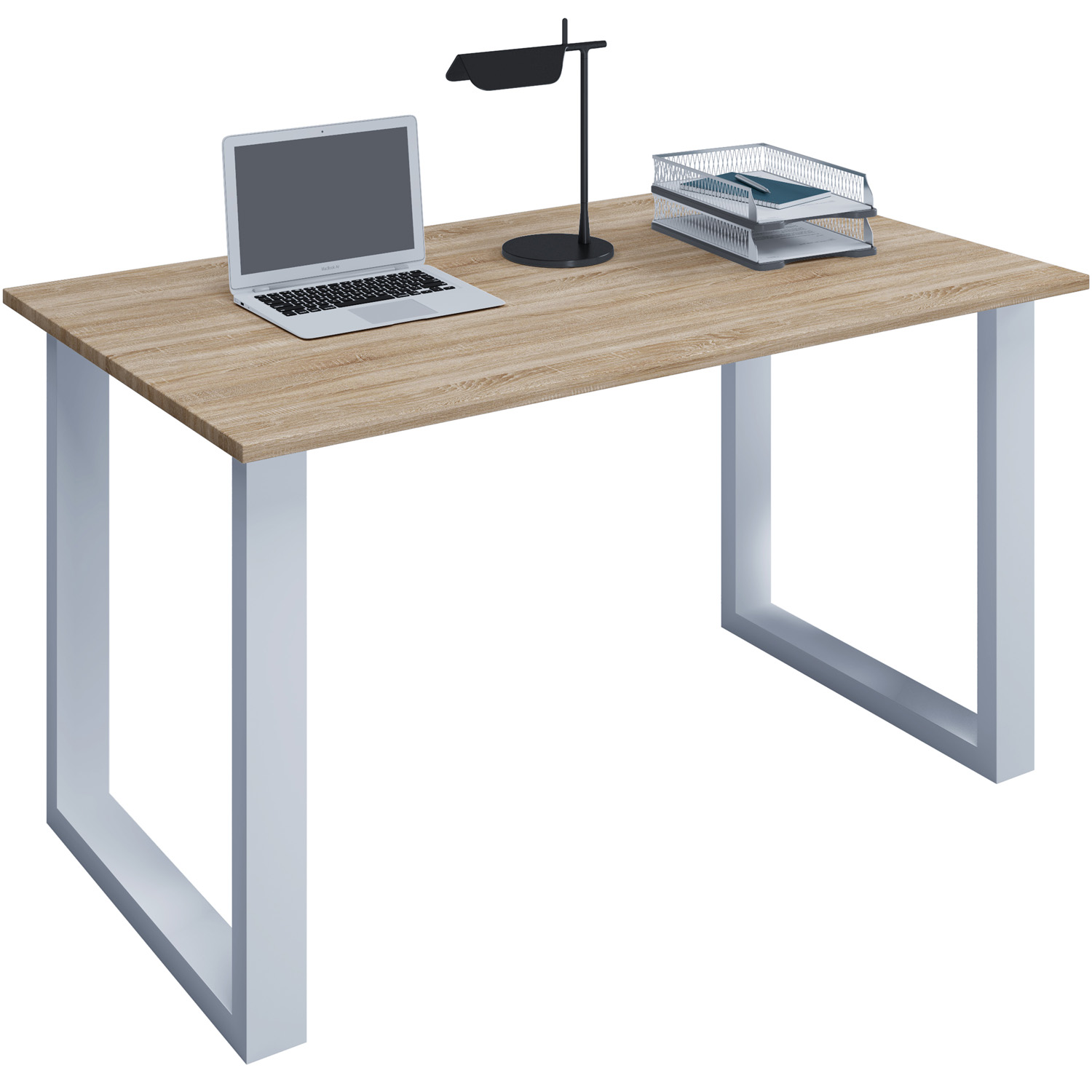 Lona  -feet Skrivebord Natur Træ Og Hvid Metal  140x80