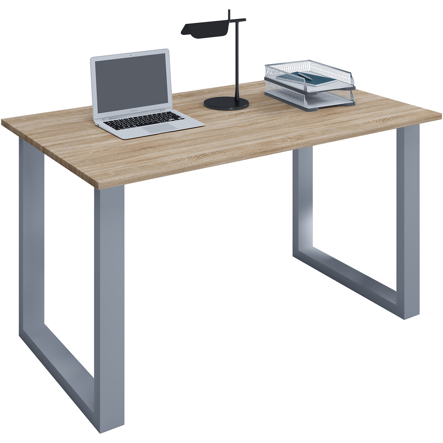 Lona  -feet Skrivebord Natur Træ Og Sølvgrå Metal  110x50
