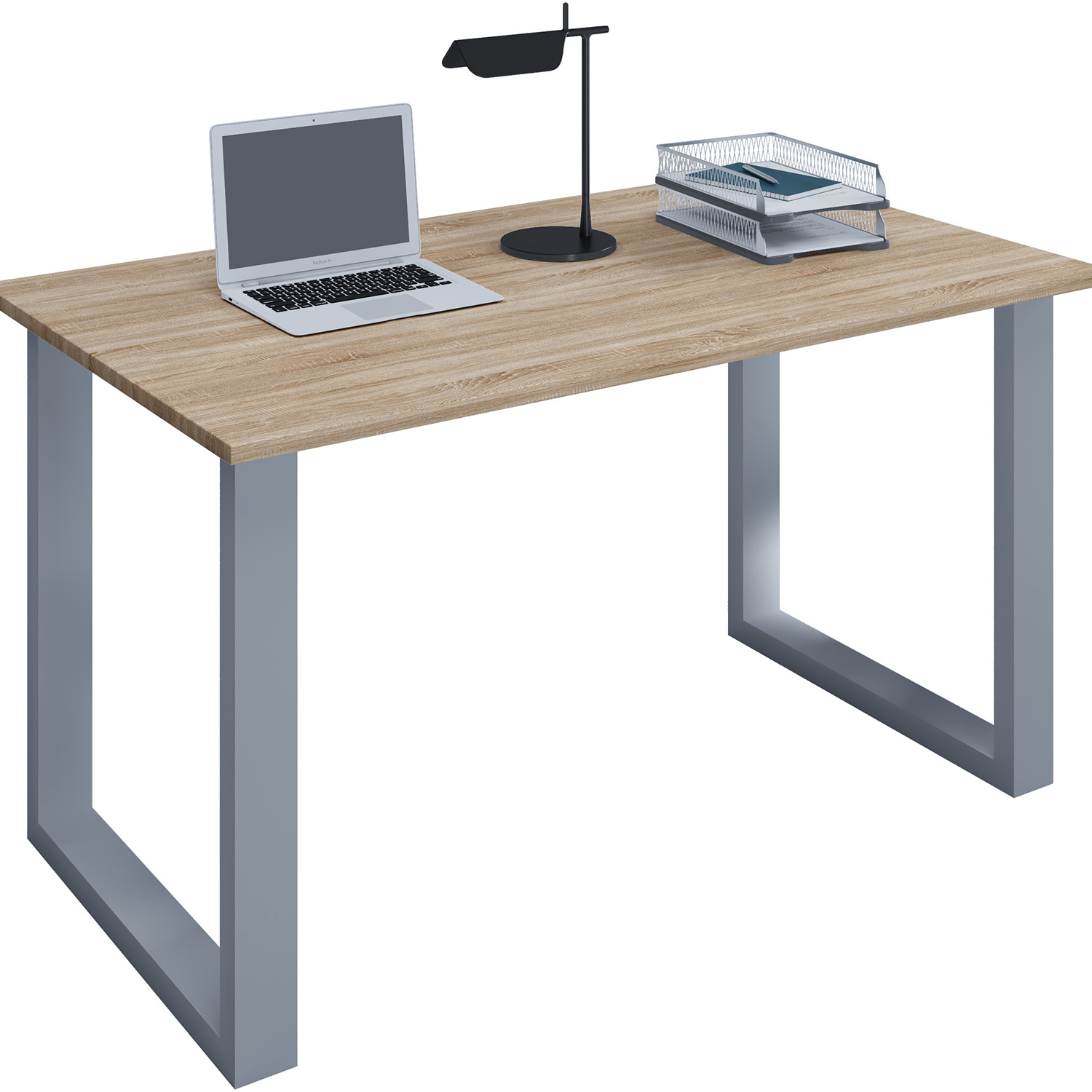 Lona  -feet Skrivebord Natur Træ Og Sølvgrå Metal  80x50