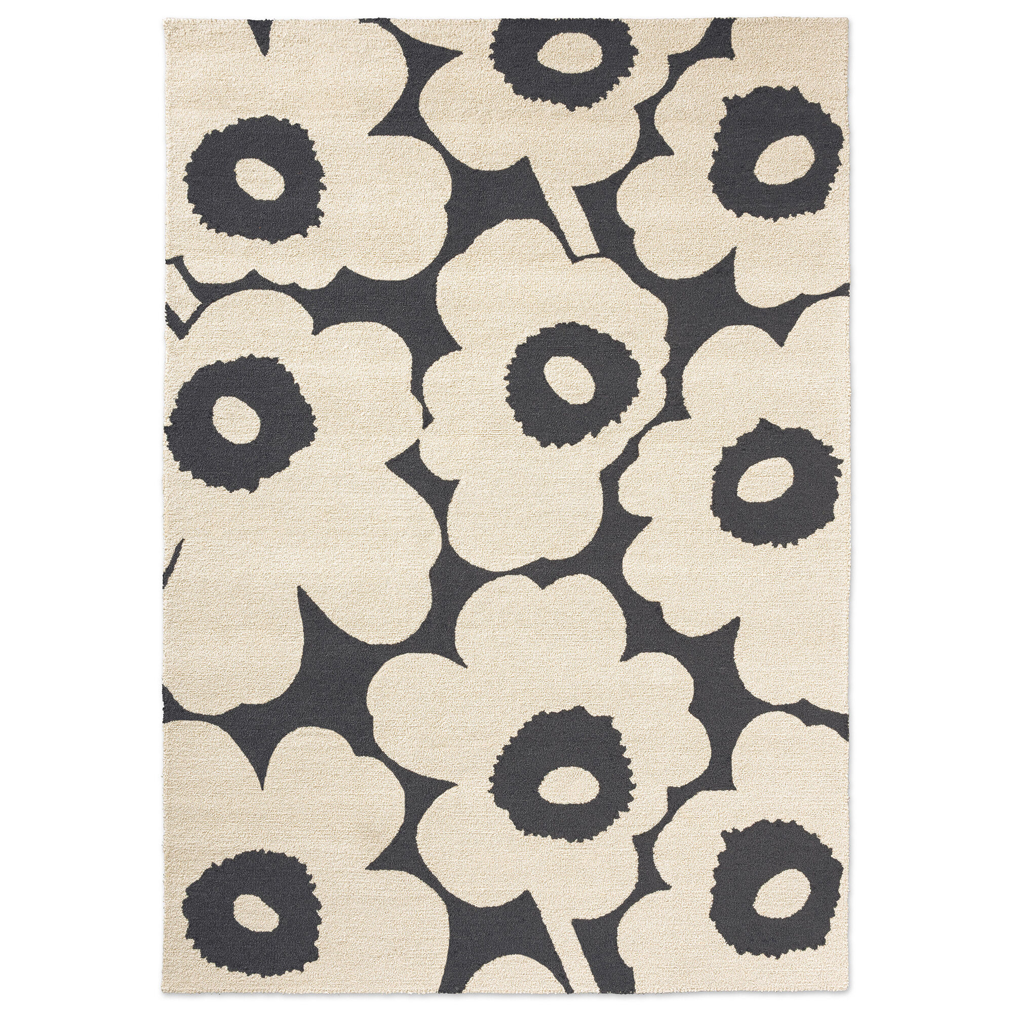 Marimekko Unikko Gulvtæppe Til Udendørsbrug 250   350 Cm  Grå Creme