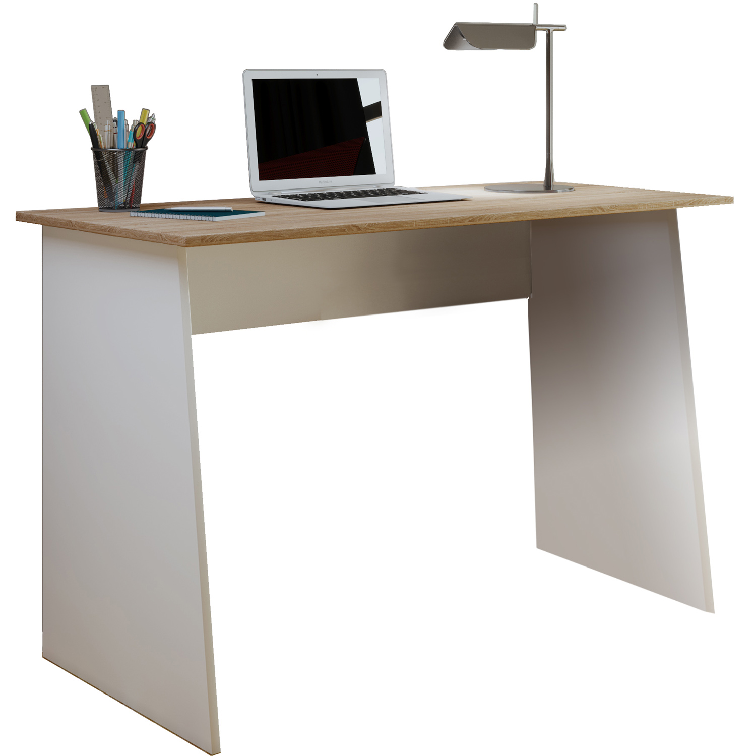 Masola Maxi Skrivebord Hvid Og Natur Træ  110x50
