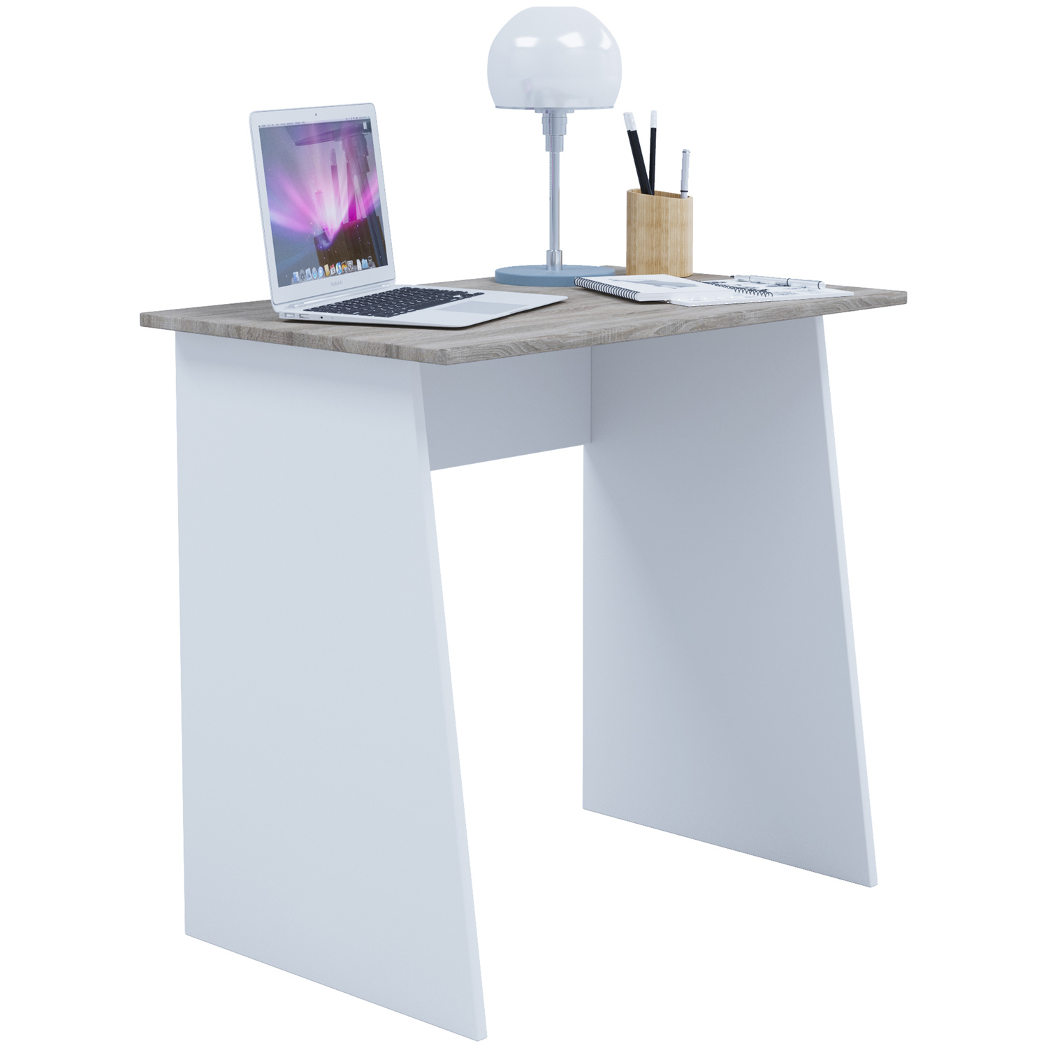 Masola Mini Skrivebord Hvid Og Natur Træ  80x50