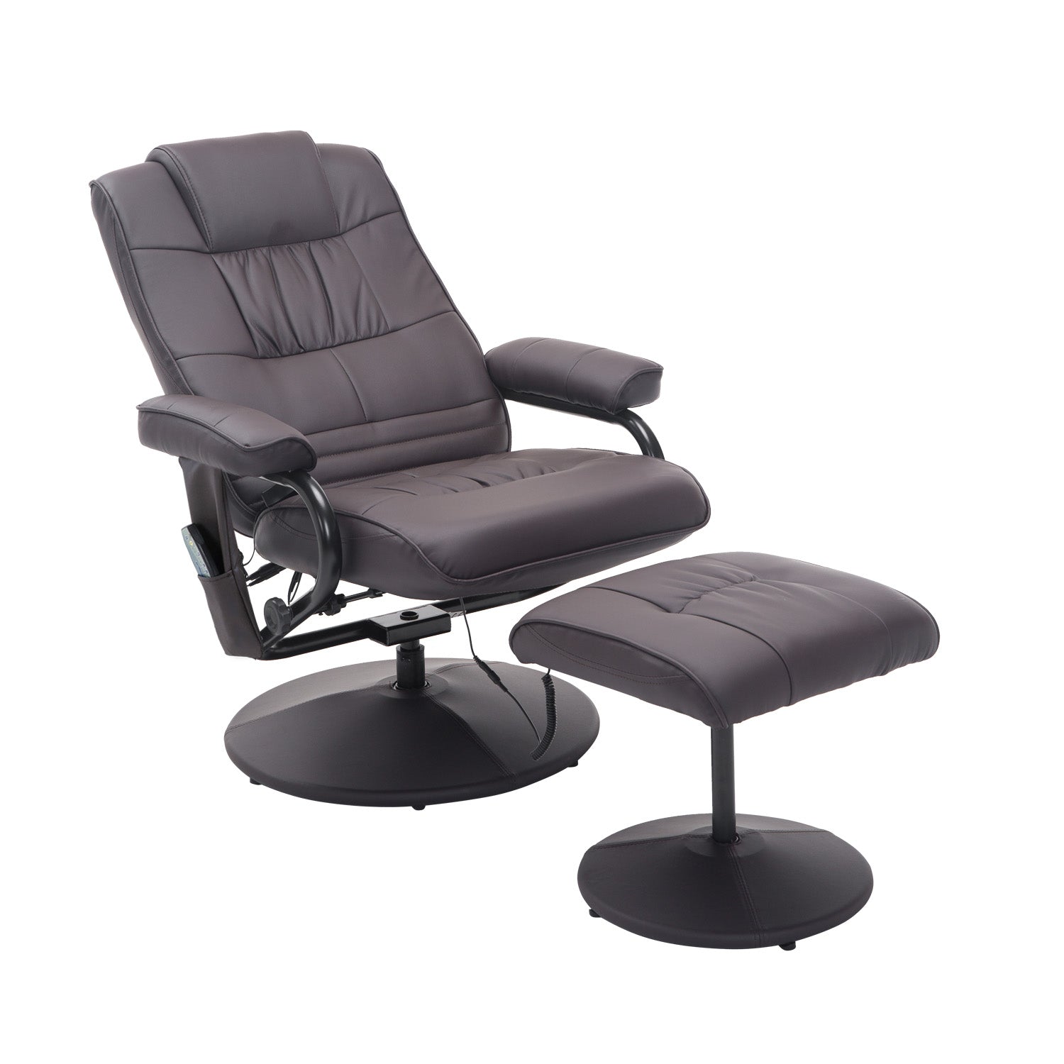 Massagestol Med Lænestol  Inklusive Fodskammel  10 Vibrationspunkter    Fjernbetjening  77 Cm   84 Cm   95 Cm  Brun