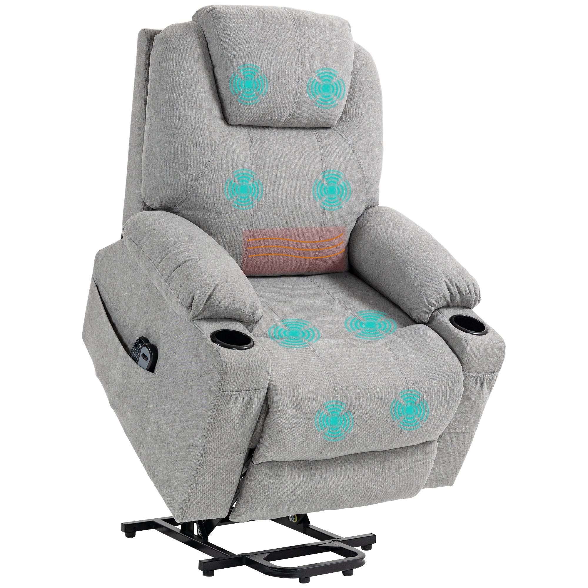 Massagestol Stand-up Aid Seniorstol Vibrationspunkter Sidelommer Kopholder 90 101 107 Cm Grå