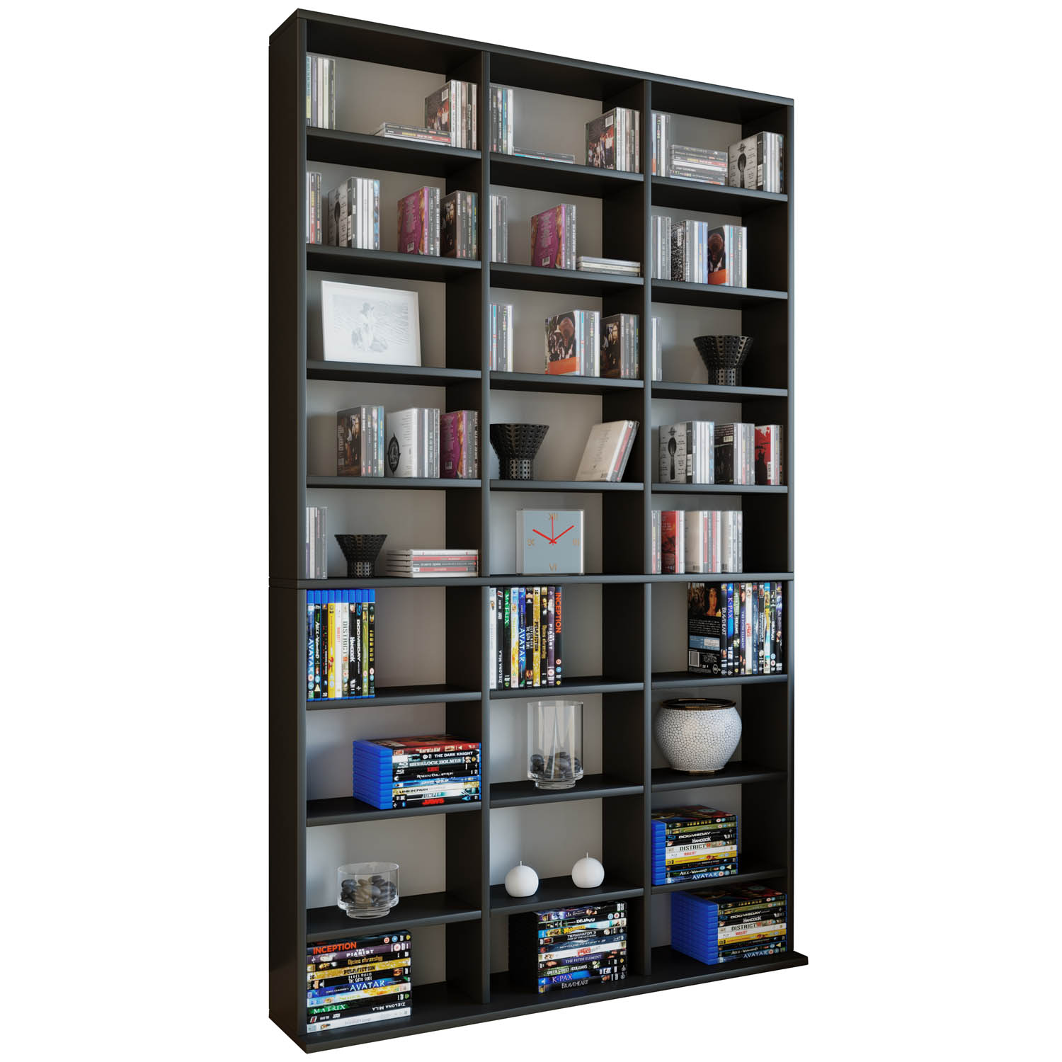 Megosa Maxi Reol     24 Hylder Sort Træ  :182 8cm X102cm   23cm