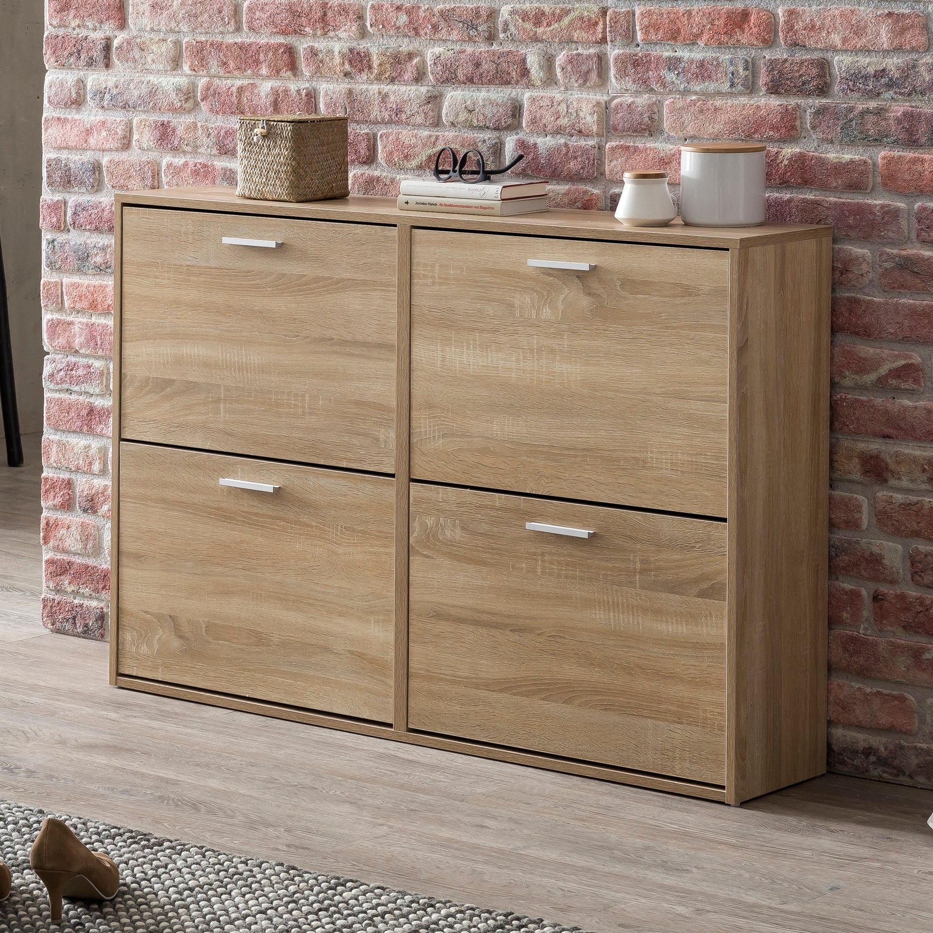 Moderne Skoskab  120   81   24 Cm  Naturfarvet