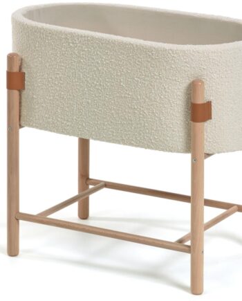 Mosekurv Babykurv Kave Home Adara 80x46x69 Cm Beige Shearling Med Massivt Bøgetræ