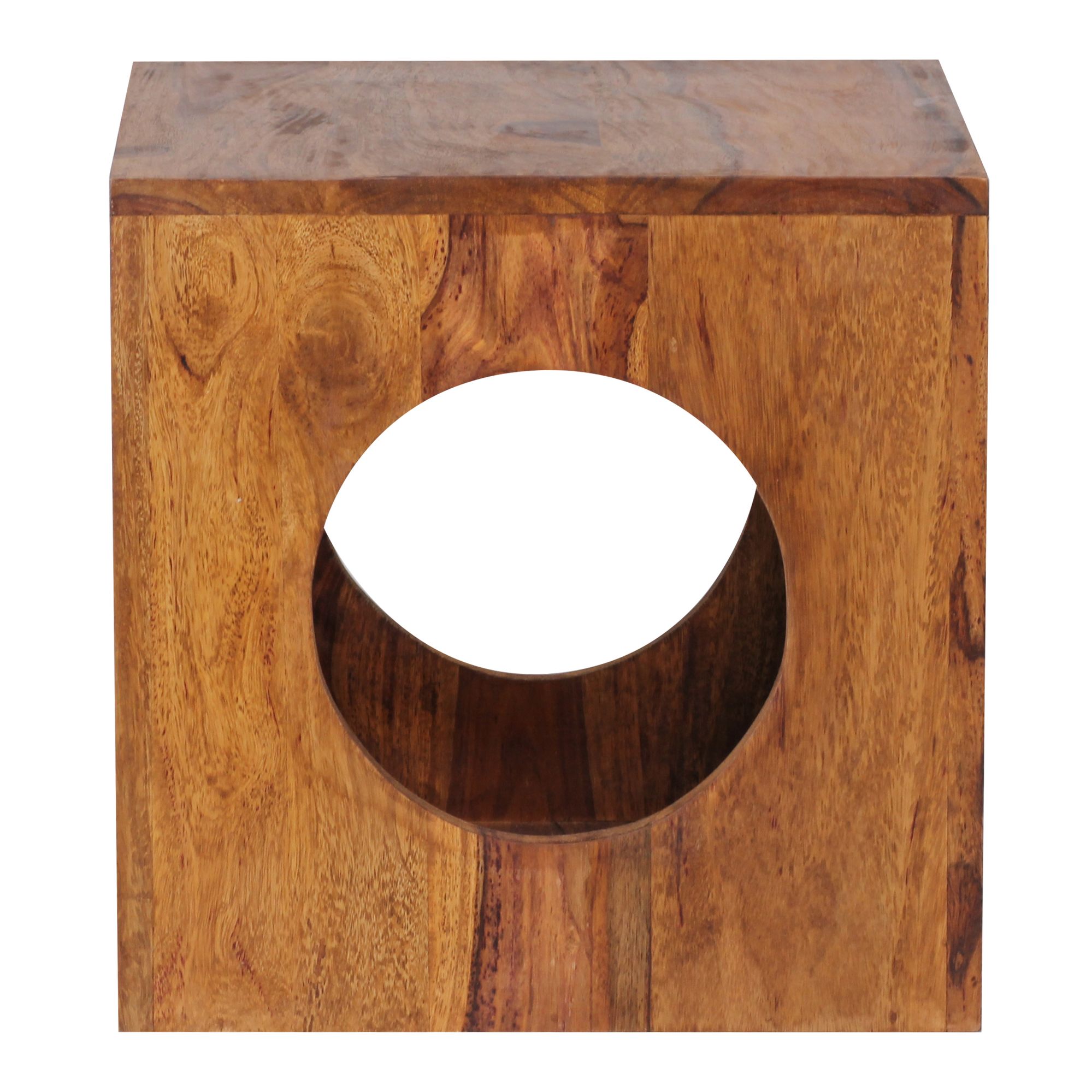 Mumbai Sheesham Sidebord Massivt Træ 35x35x35 Cm Kubeformet Stuebord Moderne Designbord Med Opbevaring Lille Kubeformet Træbord Firkantet Dekorativt Bord Med Opbevaring