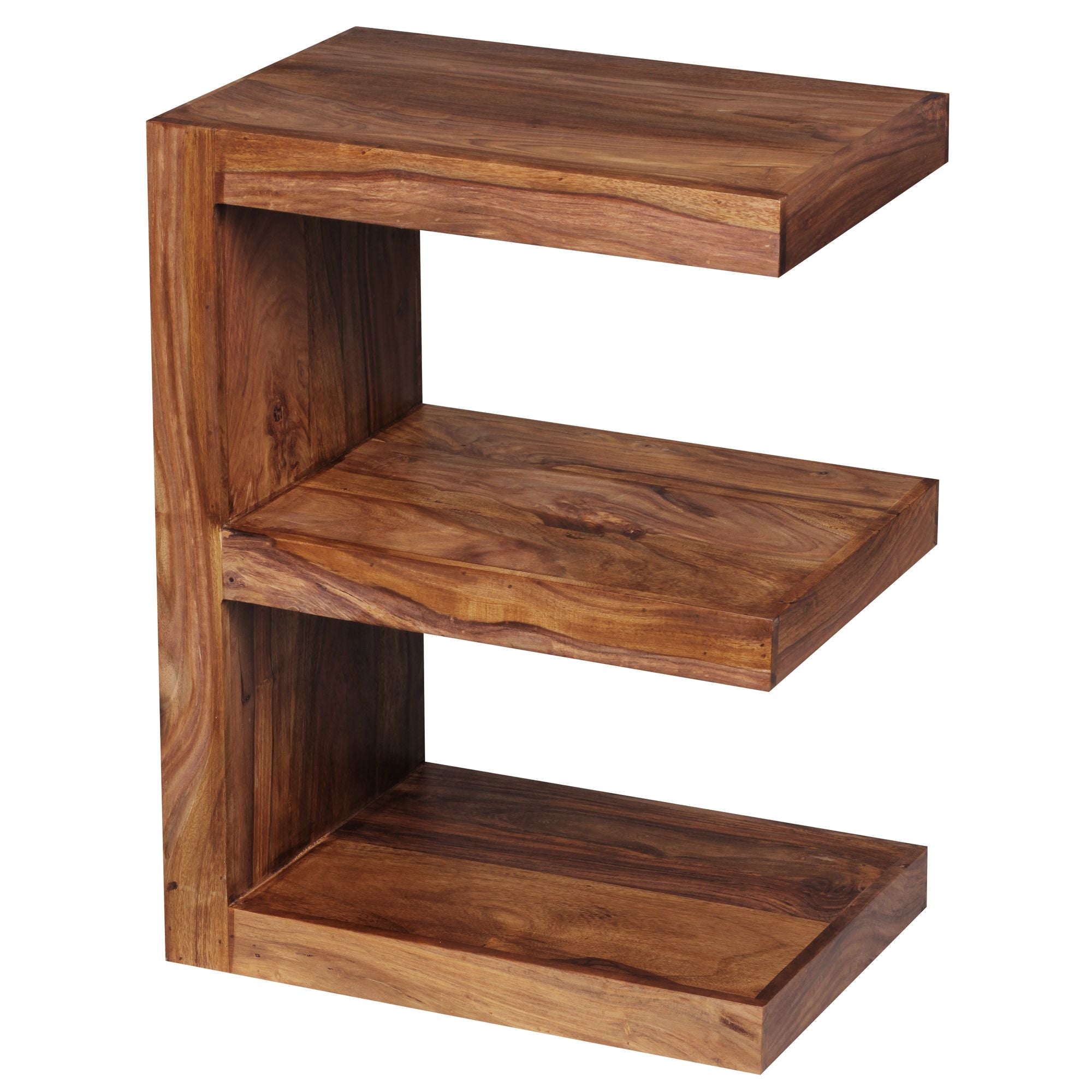 Mumbai Sidebord Massivt Sheeshamtræ Cube 60 Cm Højt Stuebord Brunt Design Landlig Stil Sofabord