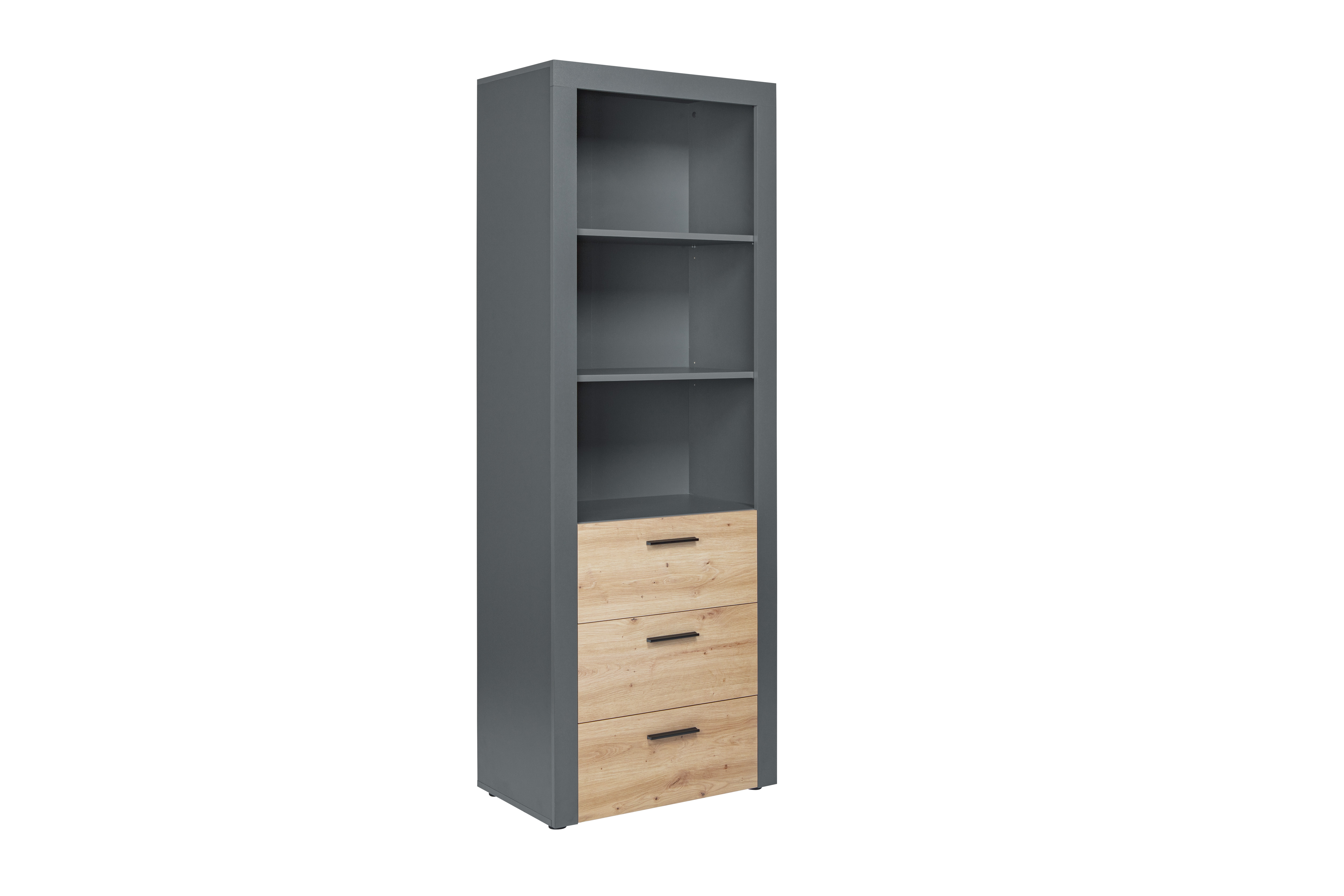 Nordic Living Collection Corbeto Reol       Hylder Og   Skuffer Artisan Egelook Og Antracitgrå Melamin