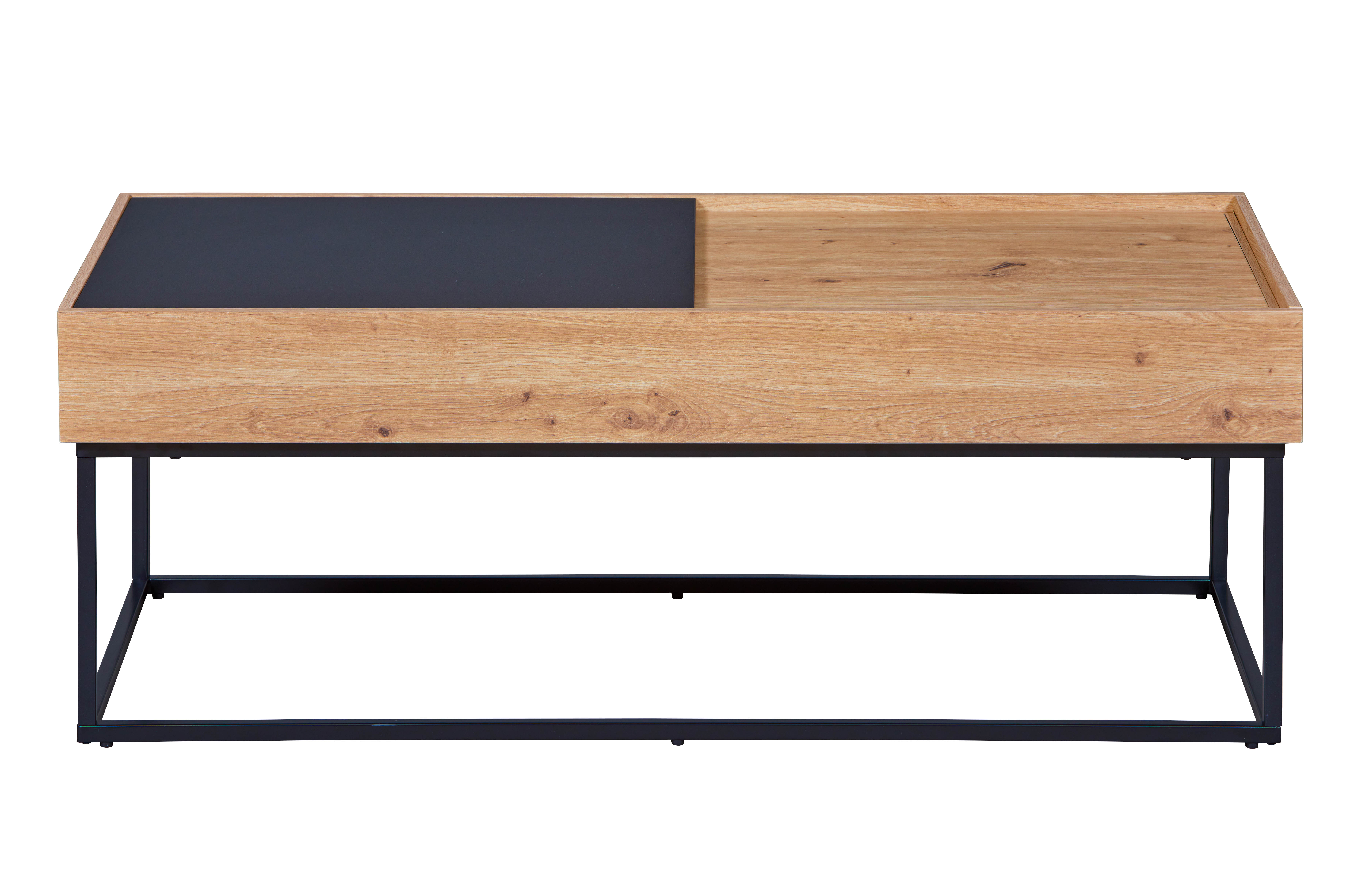 Nordic Living Collection Filora Sofabord     Opbevaring Natur Og Sort Egetræ  110x50