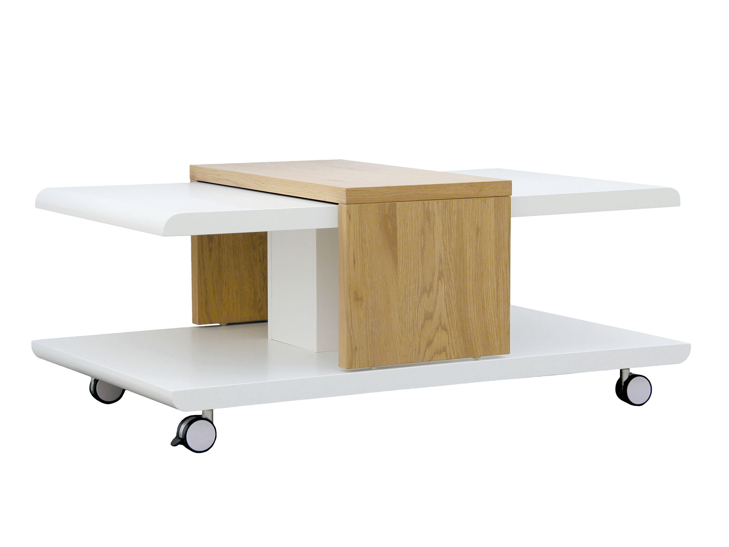 Nordic Living Collection Joliet Sofabord     Hjul Hvid Og Vild Eg Look Mdf  110x66