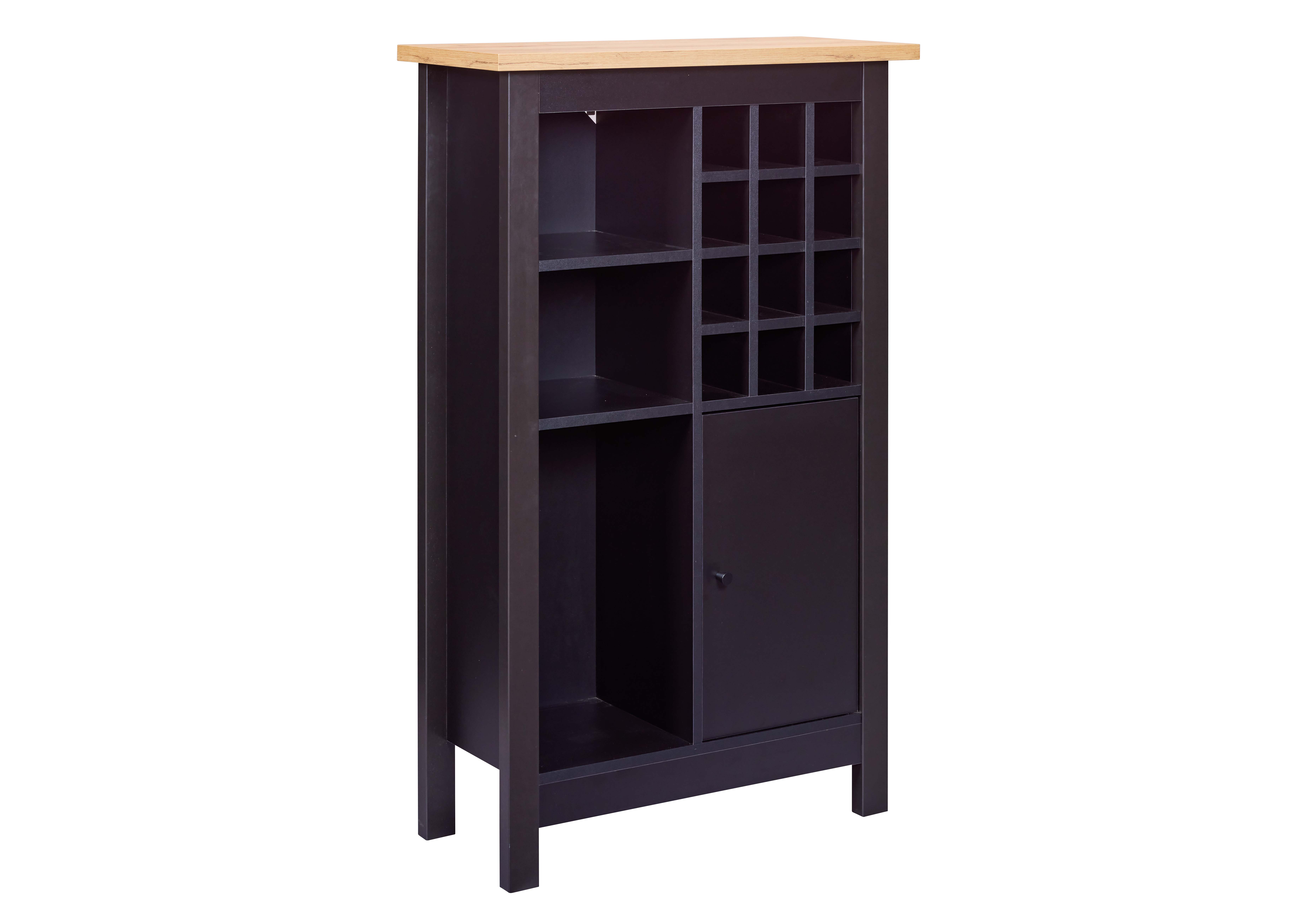 Nordic Living Collection Julina Vinskab       Låge    Hylder    Store Rum Og 12 Små Rum Natur Og Sort Mdf