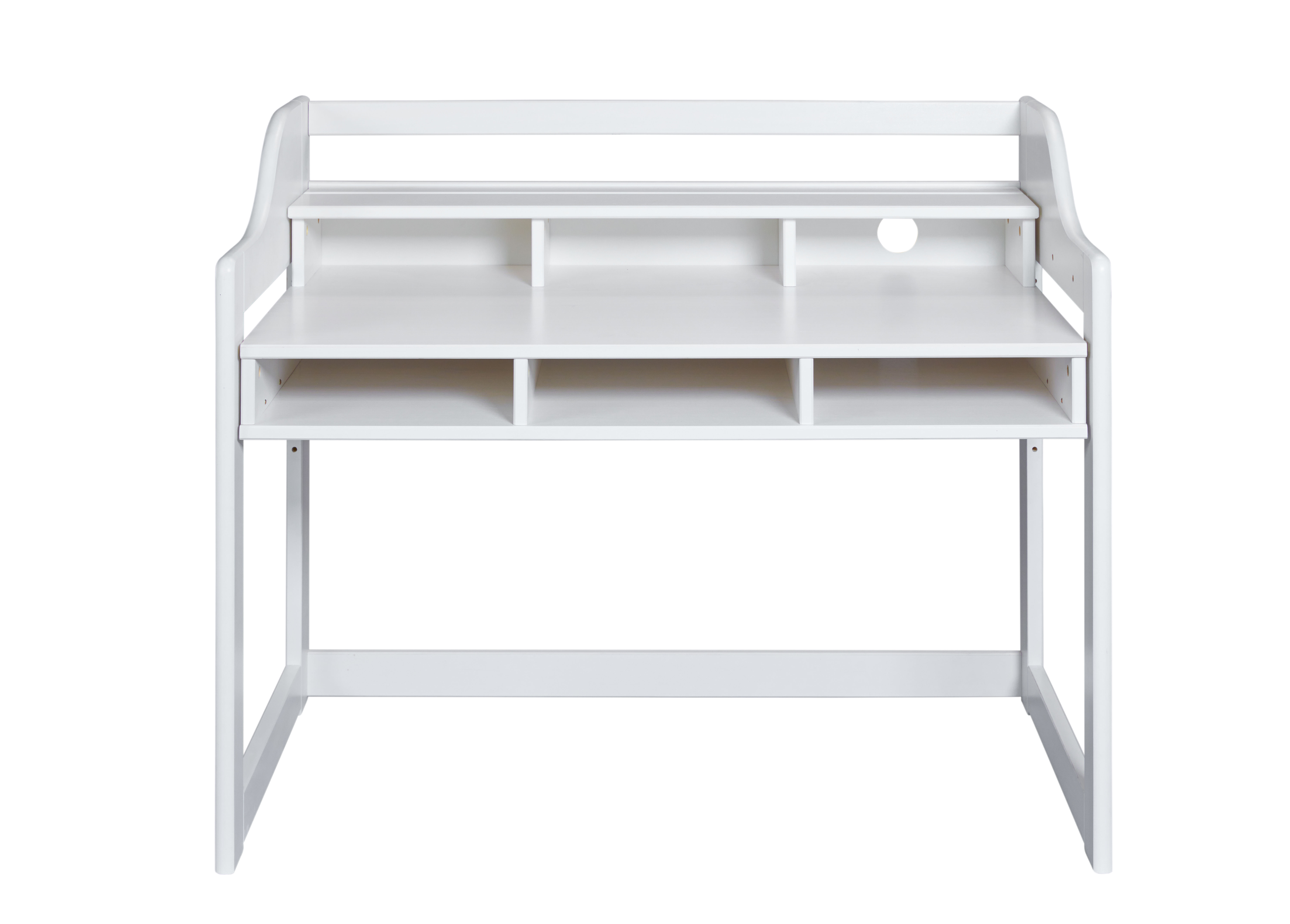 Nordic Living Collection Kids Learning Børneskrivebord       Hylde    Rum  Hul Til Ledning  Højdejusterbar Hvid Fyrretræ  112x68