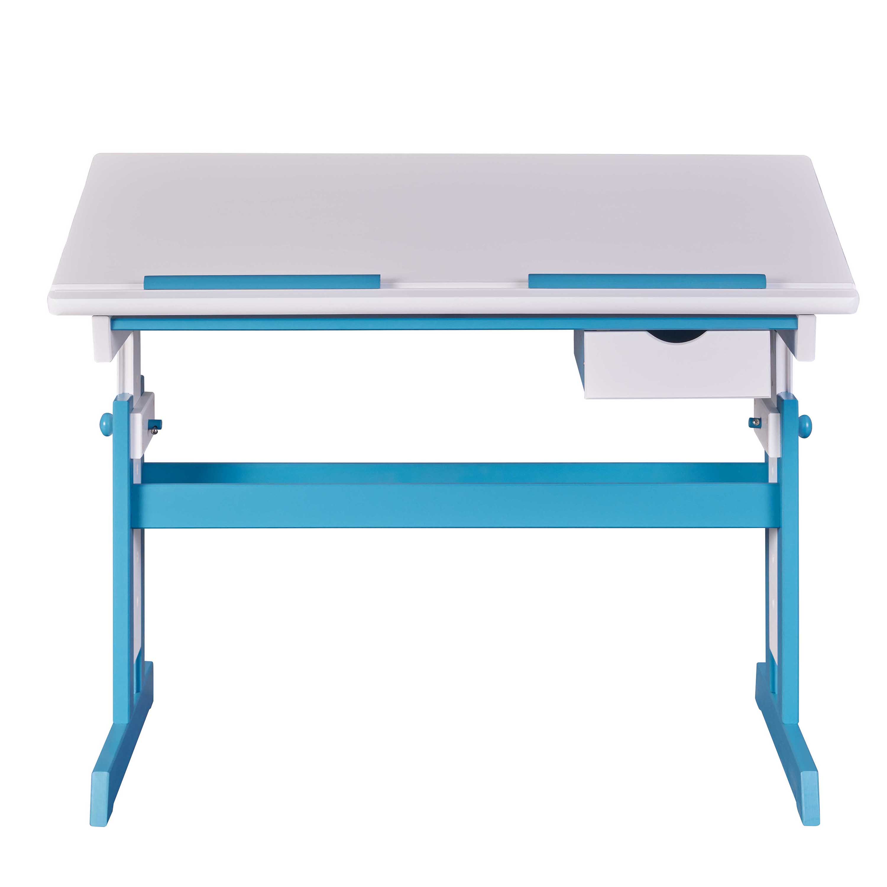 Nordic Living Collection Pijii Børneskrivebord     Vippehylde Og   Skuffe  Højdejusterbar Hvid Og Petrol Mdf  109x55