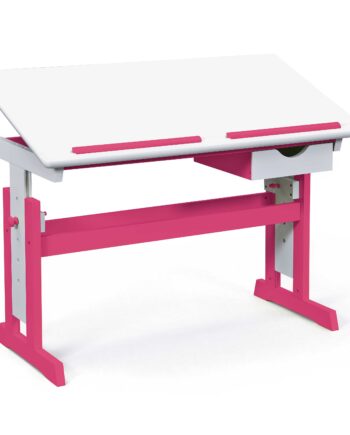 Nordic Living Collection Pijii Børneskrivebord     Vippehylde Og   Skuffe  Højdejusterbar Hvid Og Pink Mdf  109x55