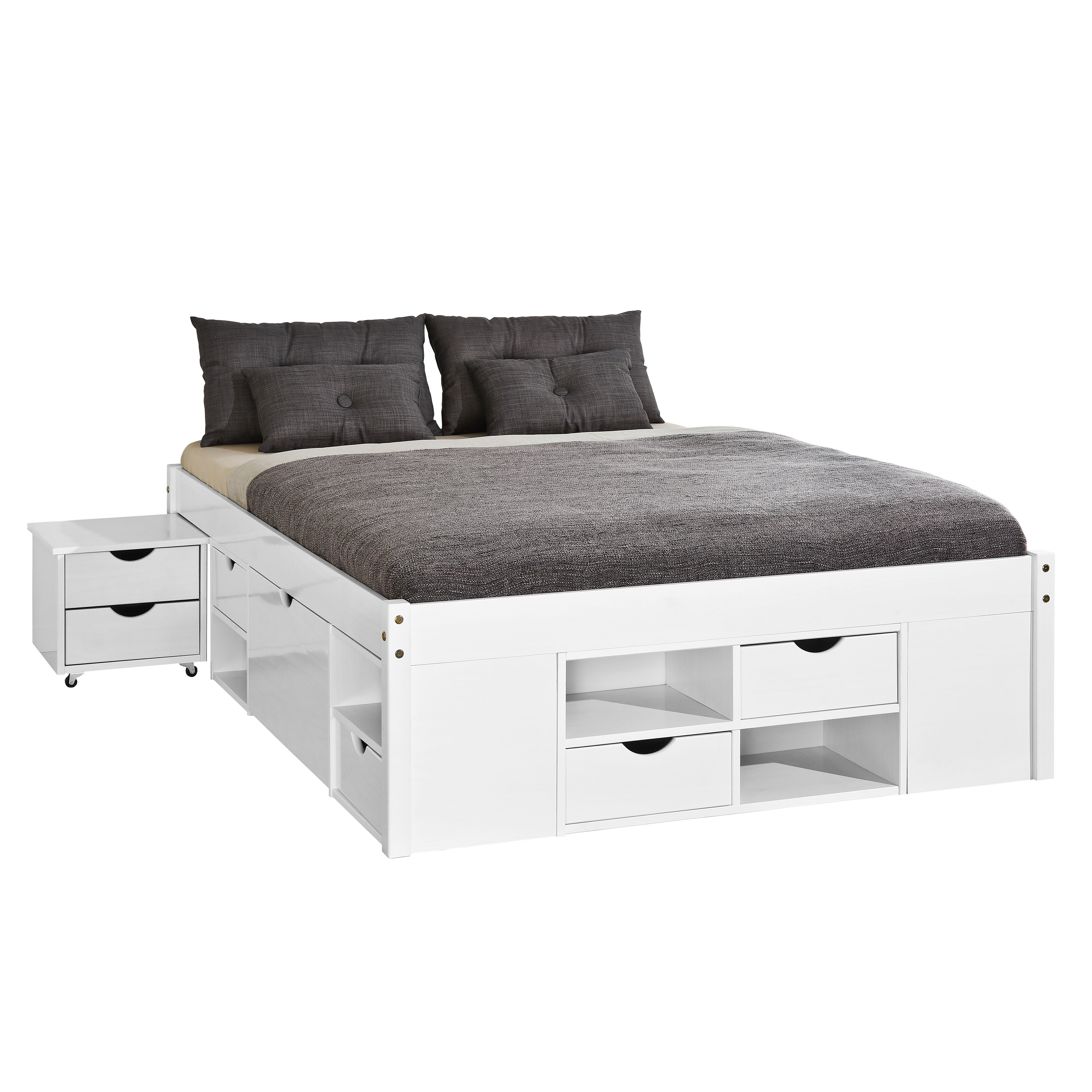 Nordic Living Collection Till Sengeramme       Lamelbunde    Udtræksborde Og Skuffer Hvid Fyrretræ  180x200