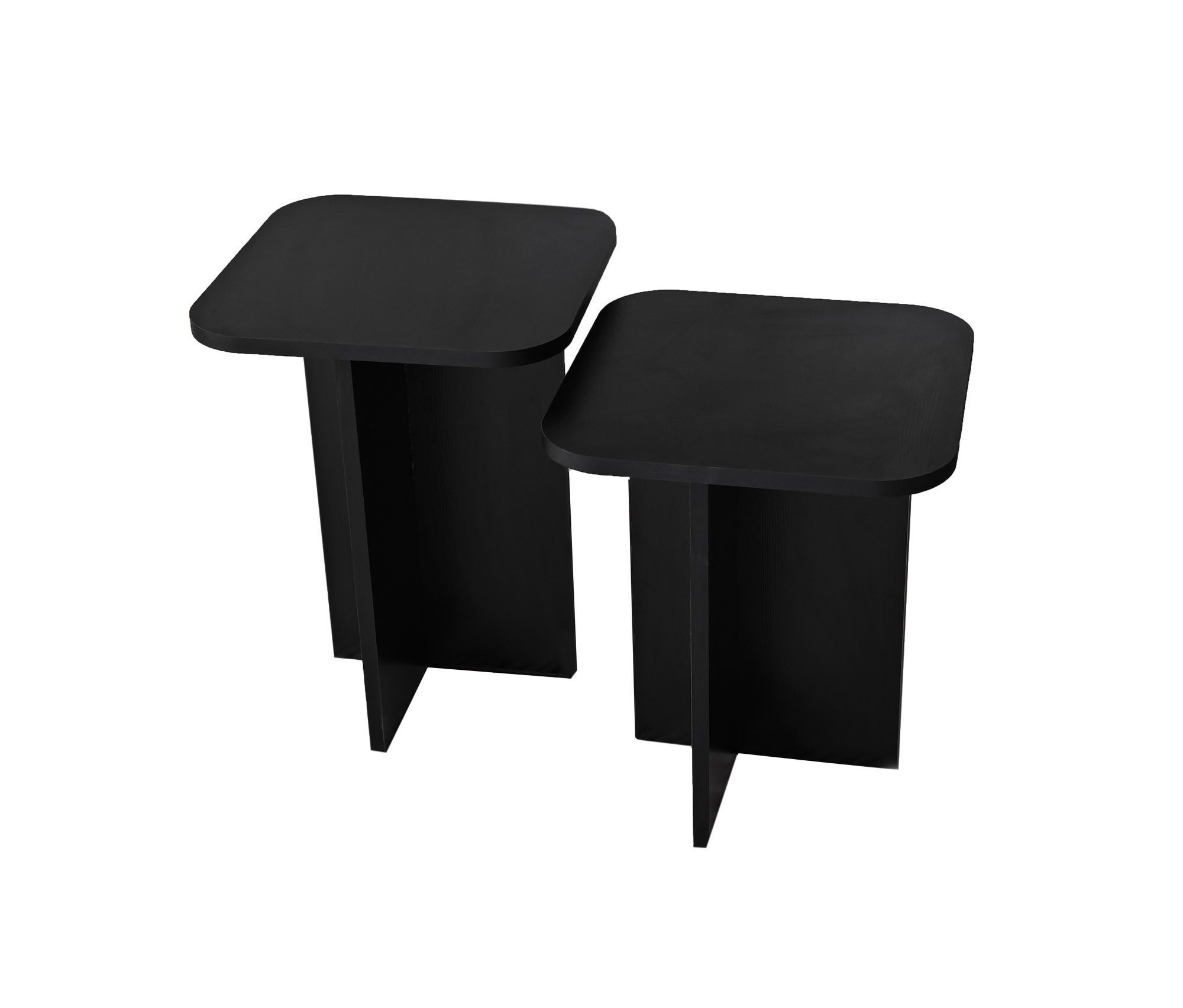 Nordvärk Blues Sidebord Kvadratisk Sort Melamin Sæt Med