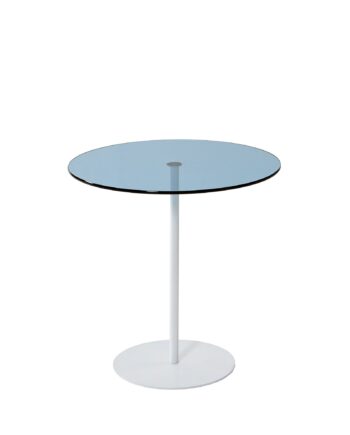Nordvärk Chill Sidebord  Rund Blå Glas Og Hvid Metal  ø50