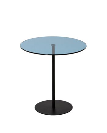Nordvärk Chill Sidebord  Rund Blå Glas Og Sort Metal  ø50