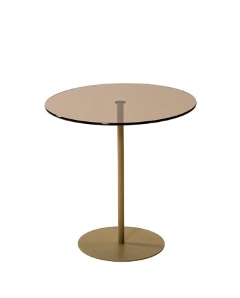 Nordvärk Chill Sidebord  Rund Bronze Glas Og Guld Metal  ø50